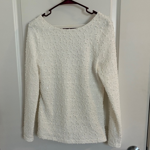 Jennifer Lopez Tops - Jennifer Lopez White Textured  Knit | Size M | Subtle Sparkle